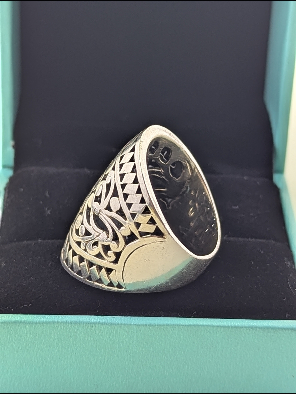 ✨ Vintage Sterling Silver Statement Filigree Shield Ring ✨ - Picture 3 of 8